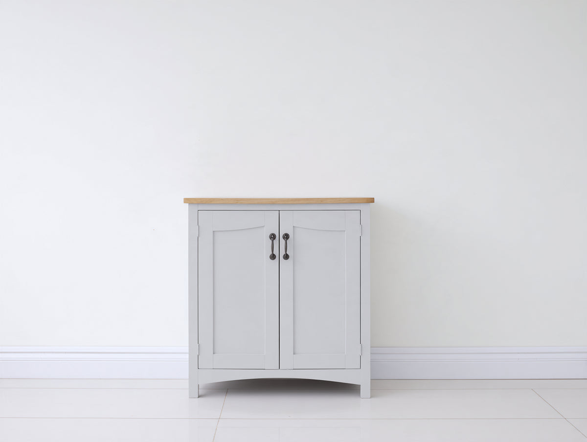 Buffet - Bois-Panneaux de bois - 75x40x85 cm - Gris clair-Bois naturel - Style campagne moderne