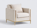 Fauteuil-Tissu-Métal-86x82x80 cm-Blanc cassé-Style moderne contemporain