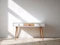 Bureau - Bois-Panneaux de bois - 120x50x75 cm - Blanc-Bois naturel - Style scandinave