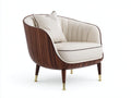 Fauteuil-Bois-Tissu-88x82x78 cm-Blanc cassé-Marron-Style moderne contemporain