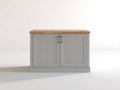 Buffet - Bois-Panneaux de bois - 110x42x86 cm - Gris clair-Bois naturel - Style campagne moderne
