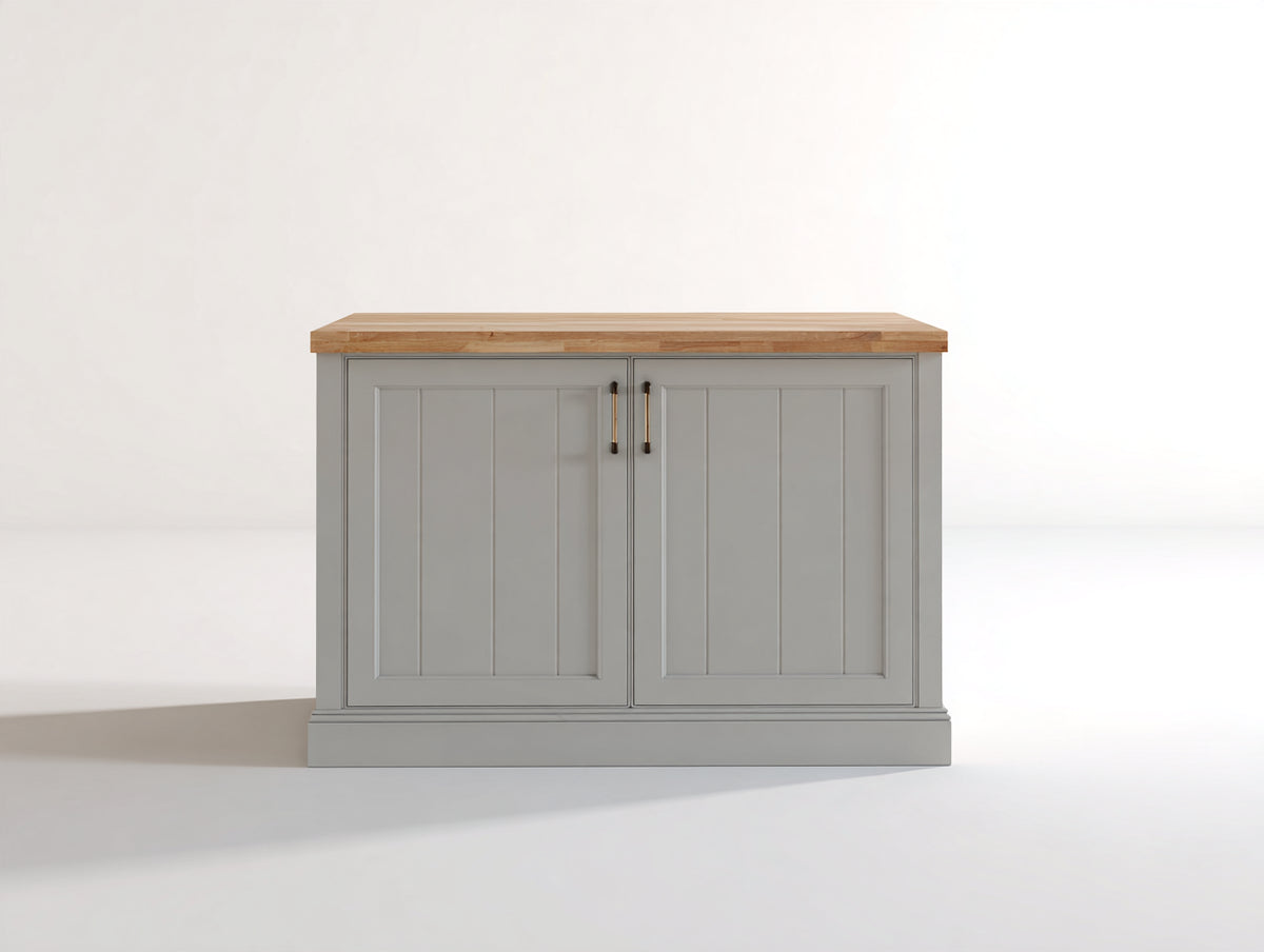 Buffet - Bois-Panneaux de bois - 110x42x86 cm - Gris clair-Bois naturel - Style campagne moderne