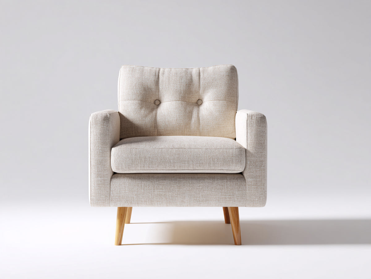 Fauteuil - Tissu-Bois - 75x78x90 cm - Beige clair - Style scandinave