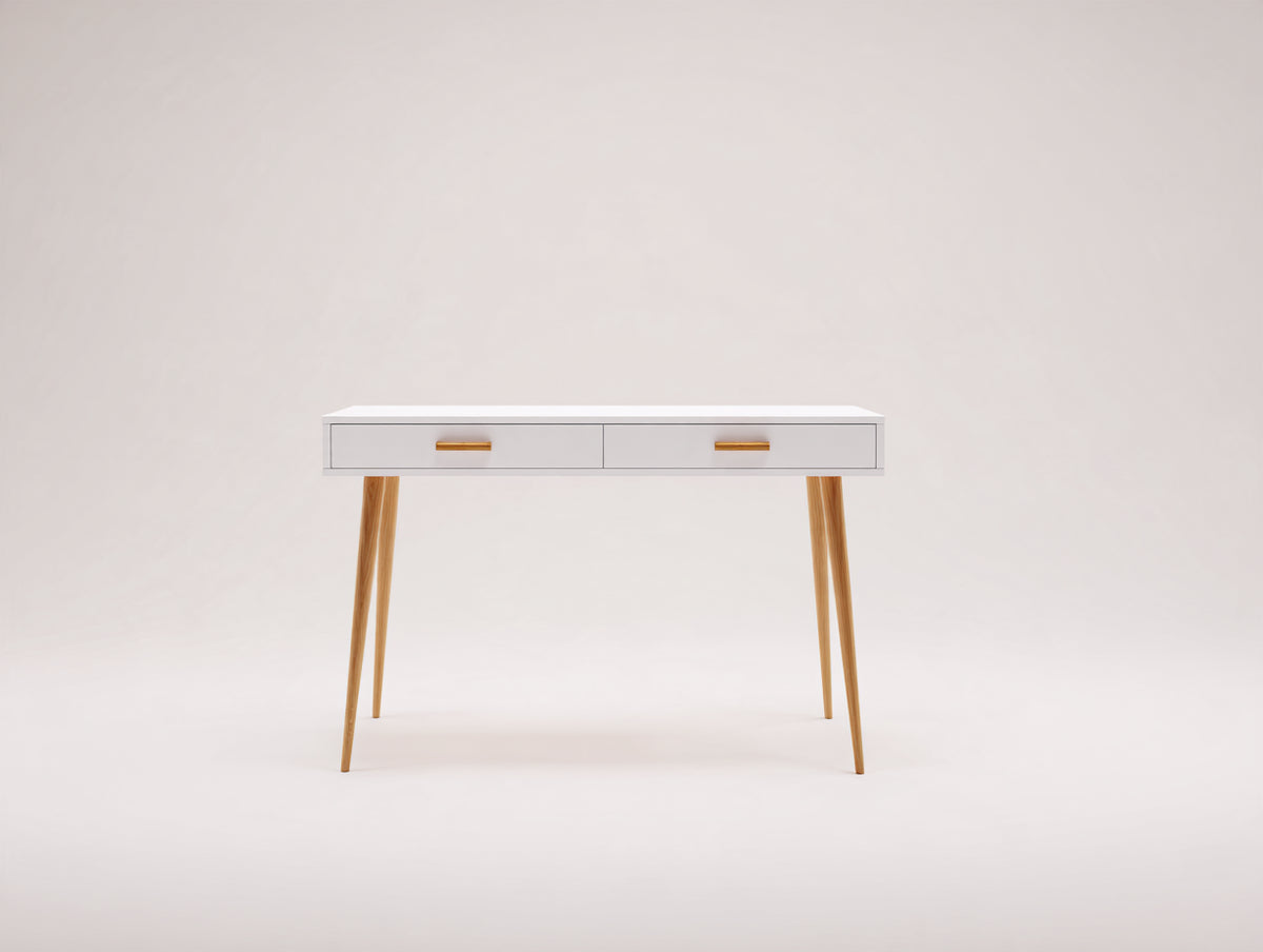 Bureau - Panneaux de bois-Bois - 110x45x76 cm - Blanc-Bois naturel - Style scandinave