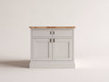 Buffet - Bois-Panneaux de bois - 95x42x90 cm - Gris clair-Bois naturel - Style campagne moderne