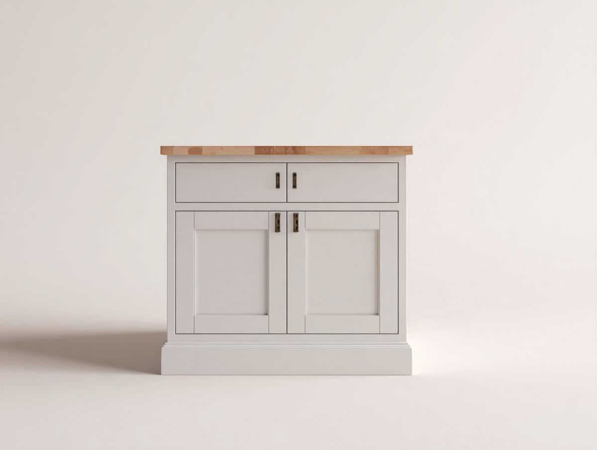 Buffet - Bois-Panneaux de bois - 95x42x90 cm - Gris clair-Bois naturel - Style campagne moderne