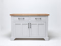Buffet - Bois-Panneaux de bois - 120x45x90 cm - Gris clair-Bois naturel - Style campagne moderne