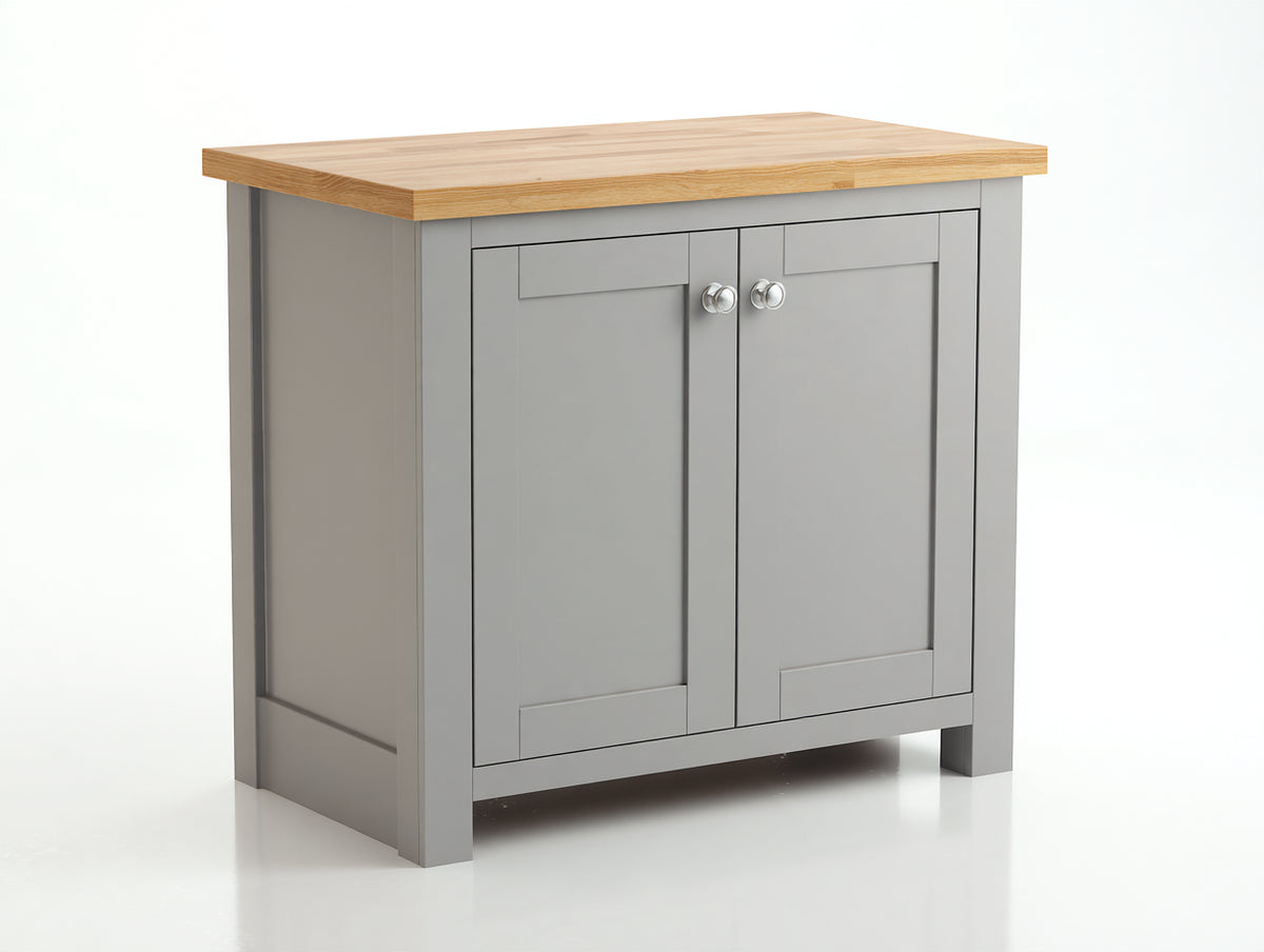 Buffet - Bois-Panneaux de bois - 90x45x90 cm - Gris-Bois naturel - Style campagne moderne