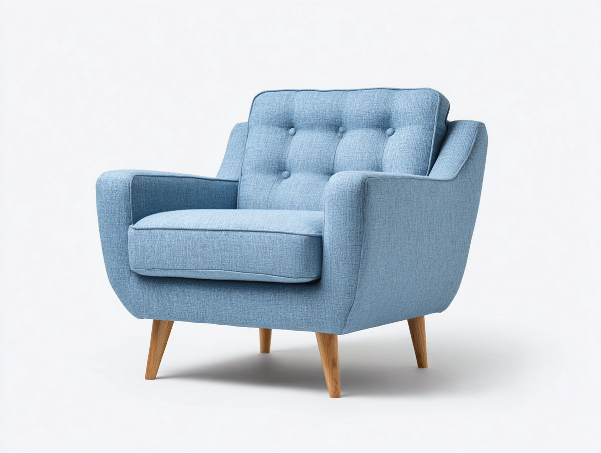Fauteuil - Tissu-Bois - 83x80x86 cm - Bleu clair - Style scandinave