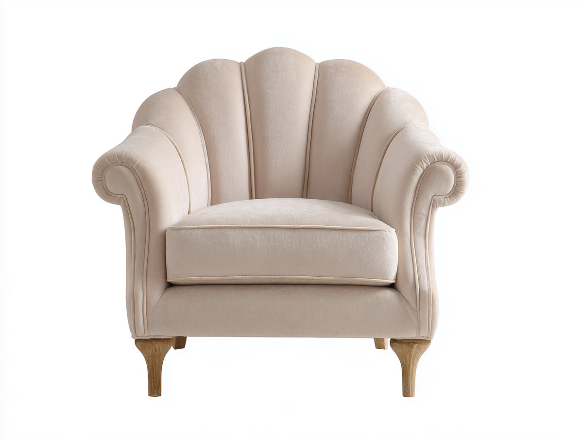 Fauteuil-Tissu-Bois-85x80x78 cm-Beige-Style moderne élégant