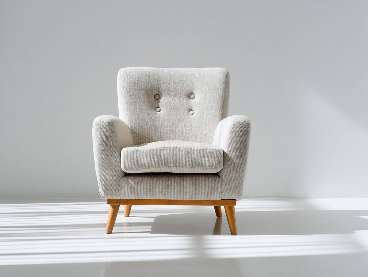 Fauteuil - Tissu-Bois - 74x76x88 cm - Beige clair - Style scandinave