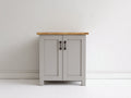 Buffet - Bois-Panneaux de bois - 75x40x85 cm - Gris clair-Bois naturel - Style campagne moderne