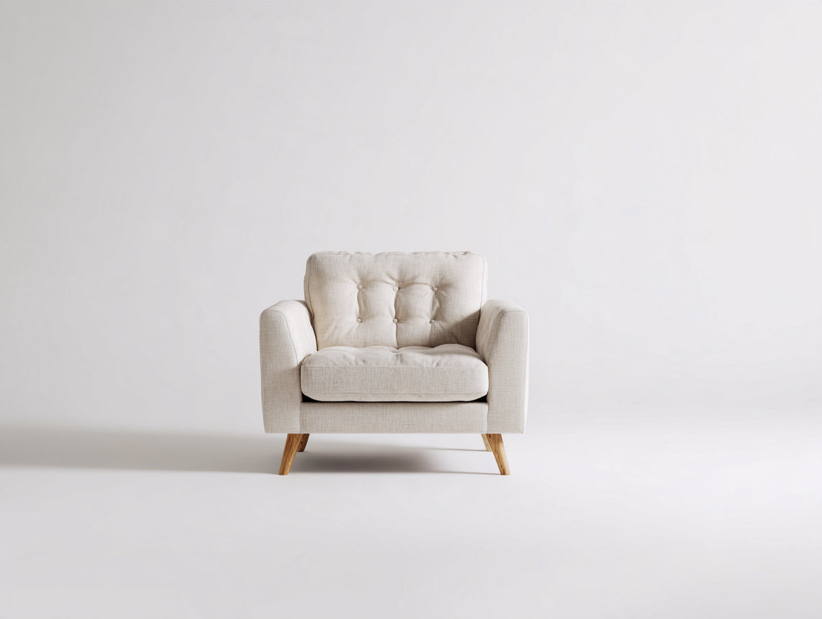 Fauteuil-Tissu-Bois-82x78x82 cm-Blanc cassé-Style scandinave moderne