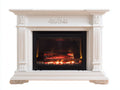 Cheminée électrique - Bois-Métal-Verre - 160 x 42 x 112 cm - Blanc-Noir - Style classique avec effet flamme LED