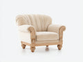 Fauteuil-Tissu-Bois-86x82x78 cm-Beige-Style classique vintage