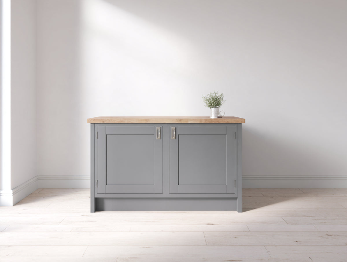 Buffet - Bois-Panneaux de bois - 100x40x85 cm - Gris-Bois naturel - Style shaker contemporain