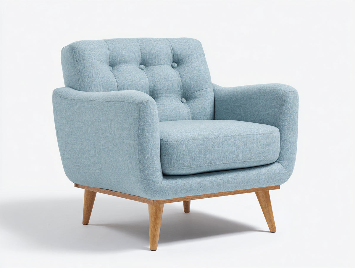 Fauteuil - Tissu-Bois - 87x83x88 cm - Bleu clair - Style scandinave