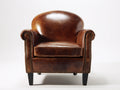 Fauteuil-Cuir-Bois-86x84x80 cm-Marron-Style classique vintage