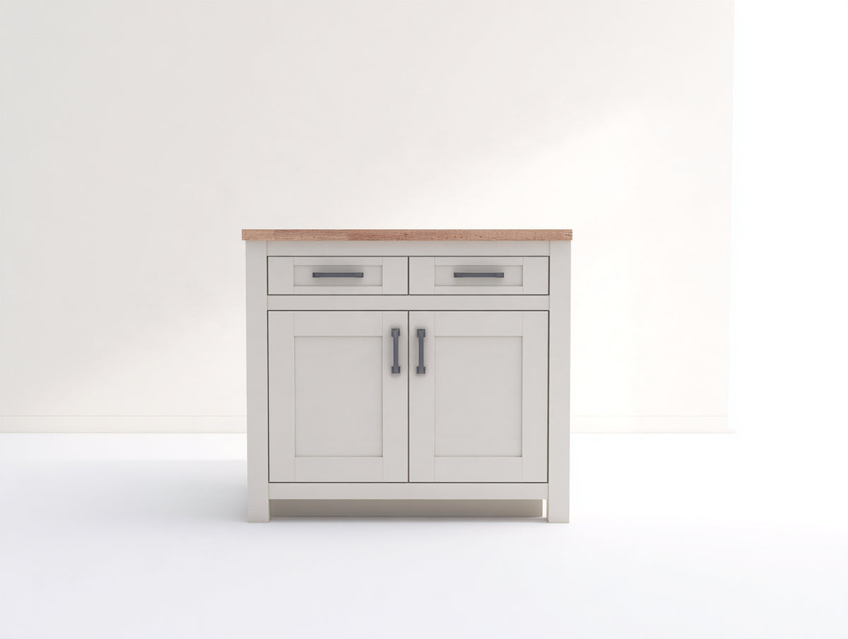 Buffet - Bois-Panneaux de bois - 95x42x90 cm - Gris clair-Bois naturel - Style campagne moderne