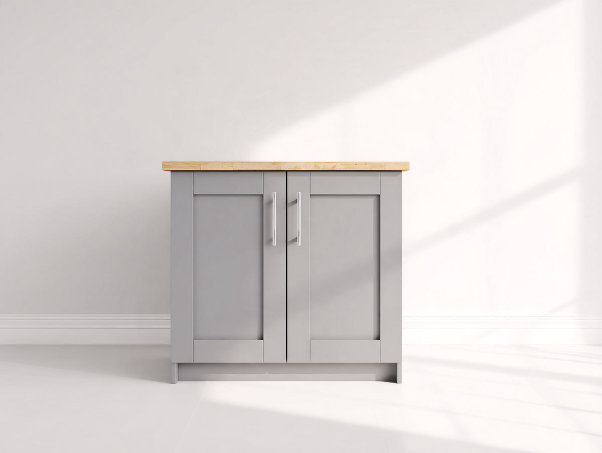 Buffet - Bois-Panneaux de bois - 80x40x85 cm - Gris-Bois naturel - Style shaker moderne