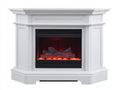 Cheminée électrique - Bois-Verre-Métal - 150 x 35 x 110 cm - Blanc-Noir - Style classique avec flamme LED