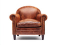 Fauteuil-Cuir-Bois-84x88x80 cm-Marron-Style classique vintage