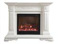 Cheminée électrique - Bois-Métal-Verre - 170 x 40 x 115 cm - Blanc-Noir - Style classique avec effet flamme LED