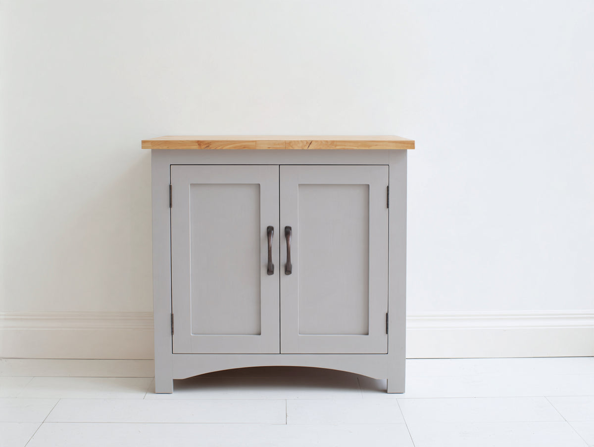 Buffet - Bois-Panneaux de bois - 85x40x85 cm - Gris clair-Bois naturel - Style campagne moderne