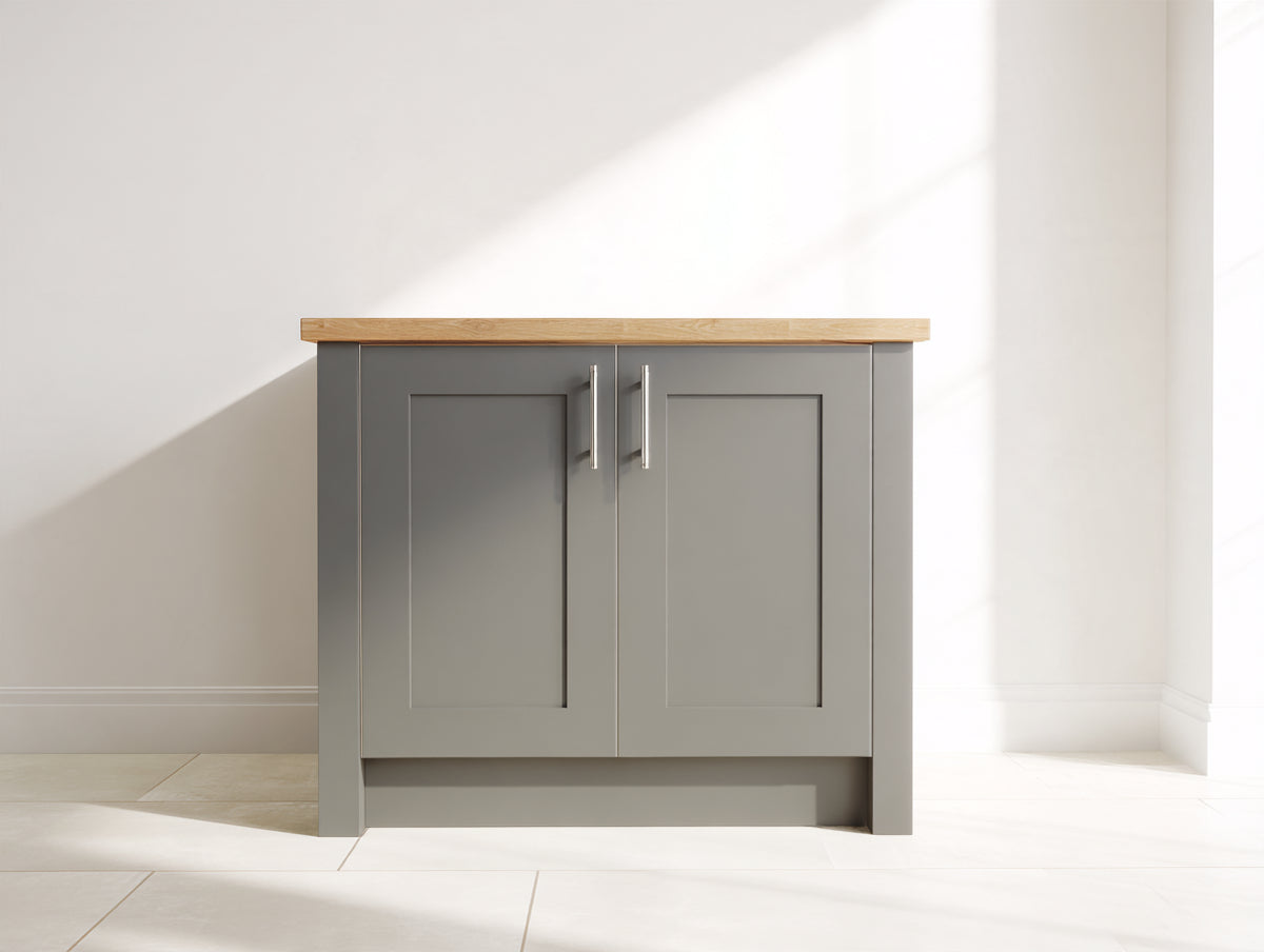 Buffet - Bois-Panneaux de bois - 90x40x85 cm - Gris-Bois naturel - Style shaker moderne